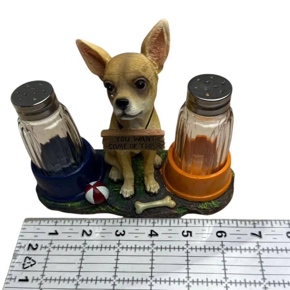 Chihuahua Dog Salt & Pepper Shaker Set “You Want Some of This?” Figurine